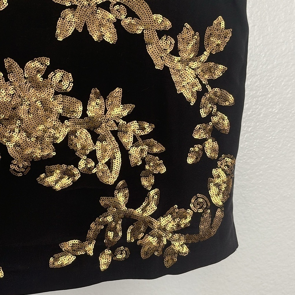 Club Monaco Black 100% Silk Copper Sequin Embellished Tank Top Size Small - Picture 4 of 7